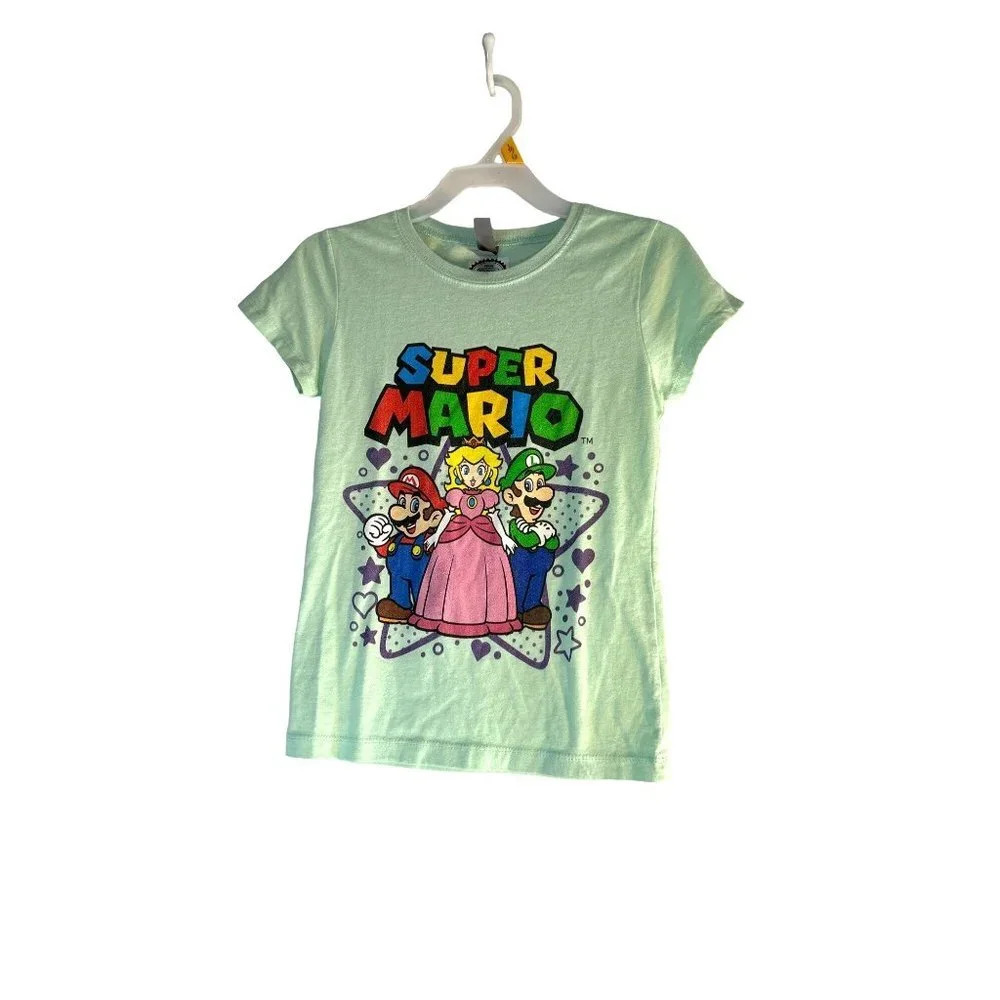 Next Level Nintendo Girls T-Shirt Green Multicolored Size M 7-8